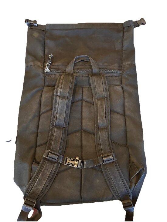 Vintage Poler Outdoor Stuff Backpack Roll Top Backpack Black & Orange - Picture 6 of 9